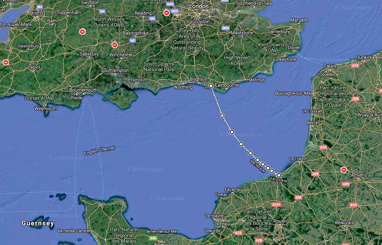The English Channel, high speed solar yacht dash