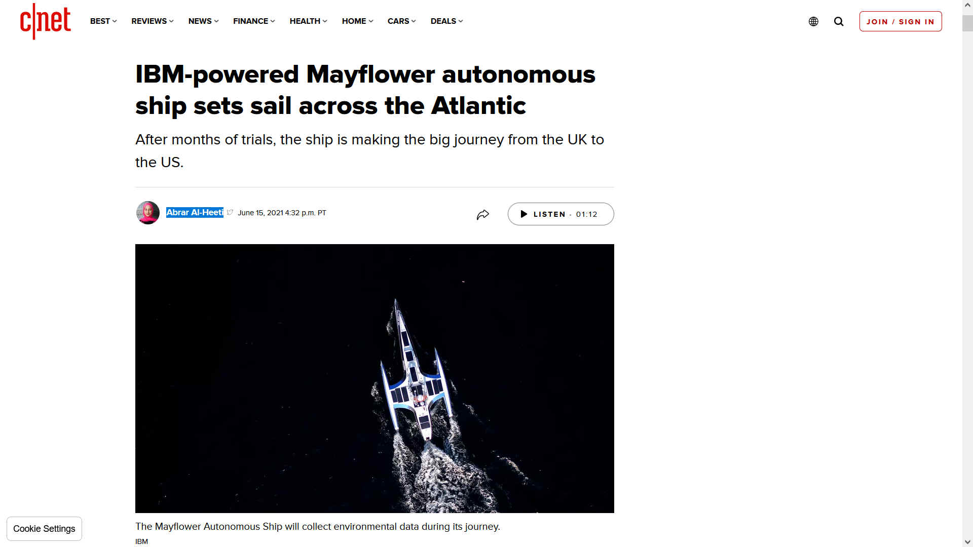 IBM's Mayflower autonomous ship sets sail across the Atlantic