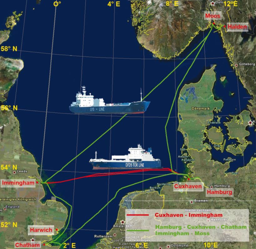 North Sea ferries carrying ferry boxes