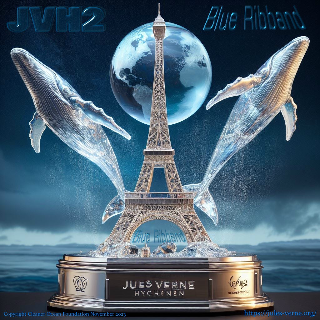The JVH2 is a hydrogen Trophy awarded to fastest vessels and vehicles in class, inspired by Jules Verne, the father of science fiction.