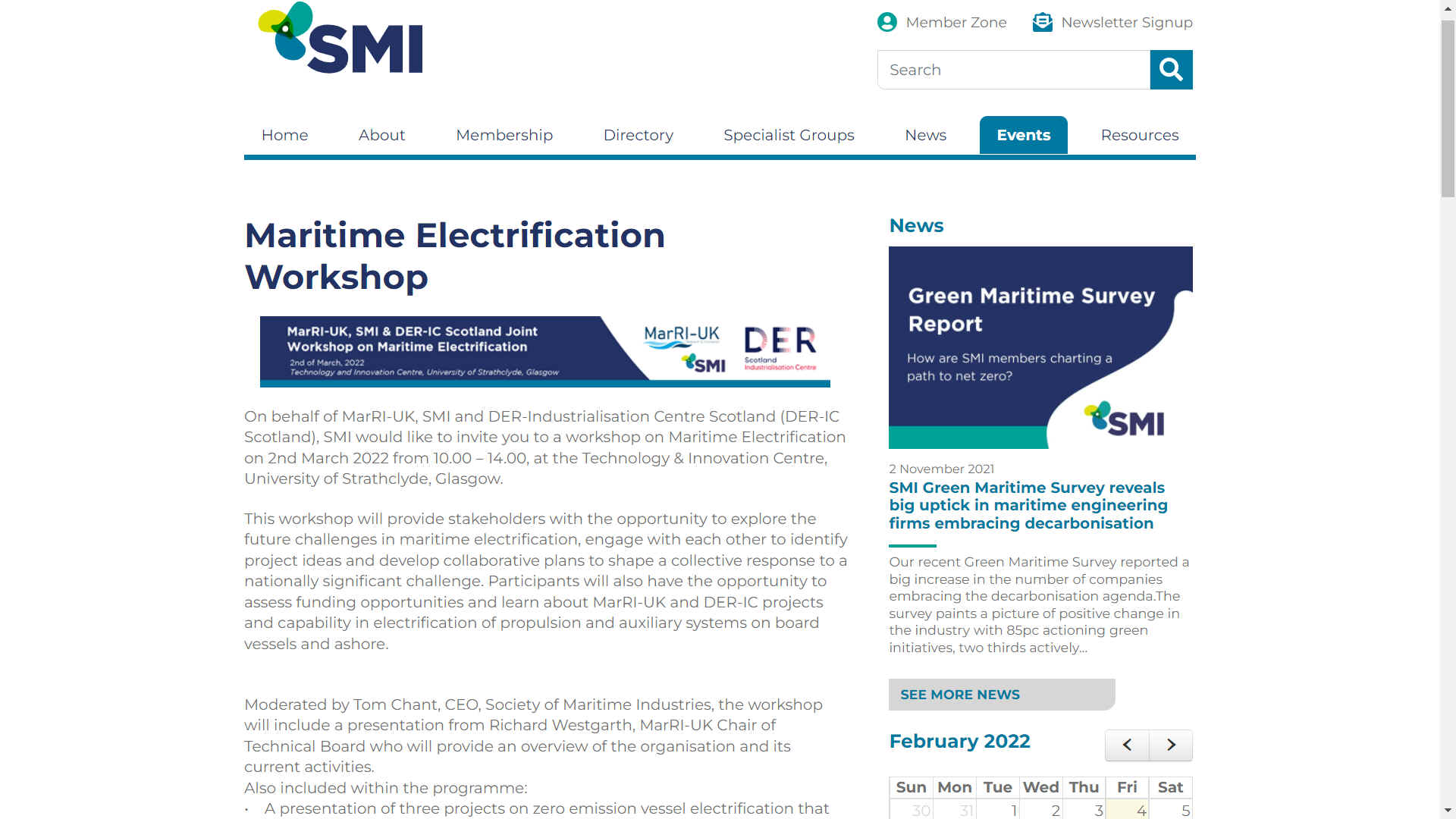 Maritime Electrification Workshop 2nd March 2022, Strathclyde University, Glasgow
