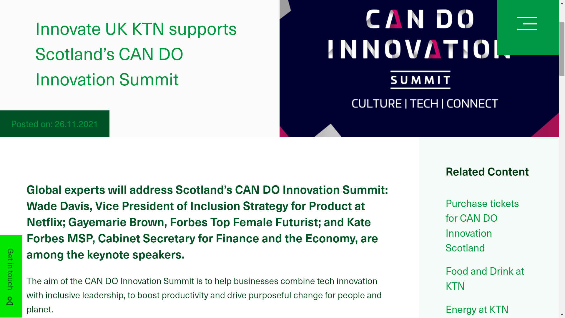 Scotland's can do innovation summit technology connect UK KTN