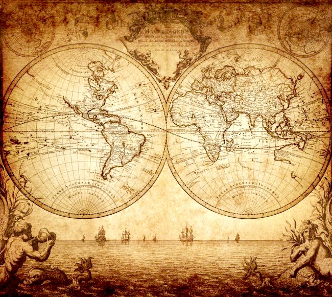 Ancient map of the seven seas, to sail