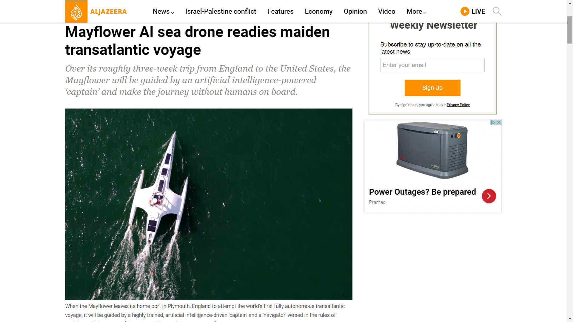 Aljazeera AI sea drone readies maidenn transatlantic voyage