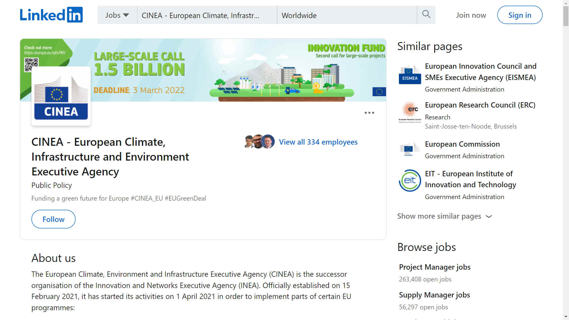 CINEA Climate Infrastructure Executive Agency European